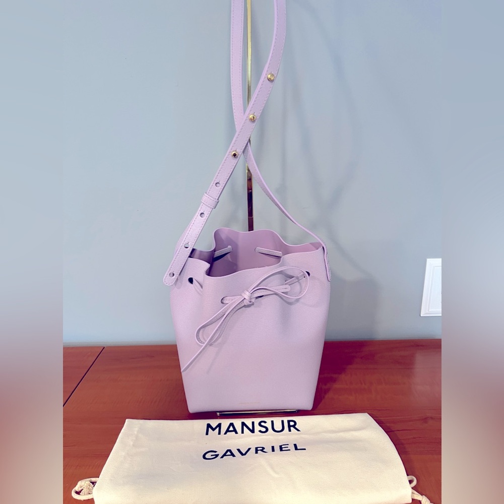 Mansur Gavriel Mini Leather Bucket Bag in Lavender
